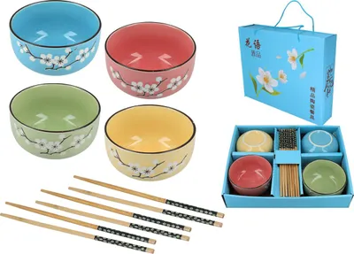 Produktbild von Set aus 4 Schüsseln + Essstäbchen