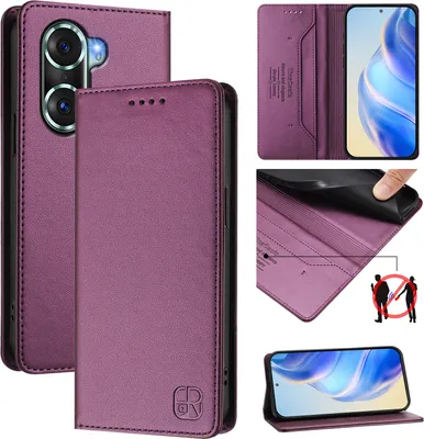 Immagine prodotto di Custodia in pelle per Honor 60 Pro, flip case con slot per carte, portafoglio e supporto Viola