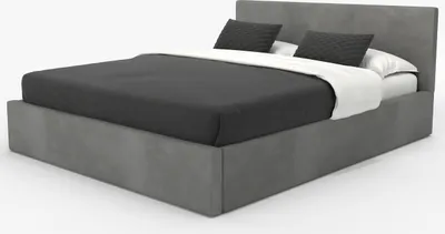 Obrázek produktu pro Muralo Čalouněná postel do ložnice Čalouněná postel s podnožkou Postel s čalouněným čelem Manželská postel 140x200 Postel s úložným prostorem Šedá barva