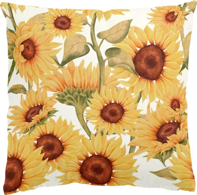 Produktbild von Dekokissen Blumen drinnen / Indoor Zierkissen Canvas waschbar Sonnenblume gelb Aquarell Illustration Sofakissen ohne Füllung