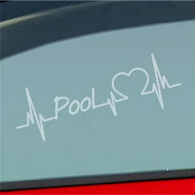 Produktbild von Auto Aufkleber Pool Herzschlag Billard Kugel Queue Sport Liebe 19x6 cm Milchglas Sticker Heckscheibenaufkleber