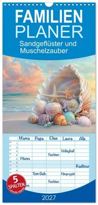 Produktbild von Familienplaner 2027 - Sandgeflüster und Muschelzauber mit 5 Spalten (Wandkalender, 21 x 45 cm) CALVENDO
