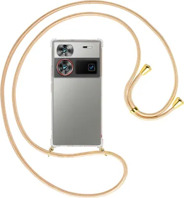 Produktbild von Handykette Backcover-Schutzhülle mit Band (Metall goldfarben) für ZTE nubia Z60 Ultra 5G - Goldkordel