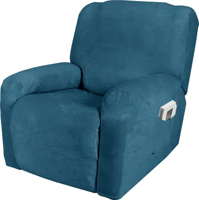 Obrázek produktu pro 4 kusy sametového strečového lehátka Pohovka Slipcovers Cover Nábytek Protector pro 1 místný gauč, modrý