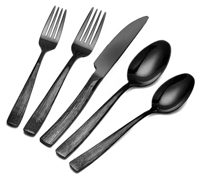 30-teiliges Besteckset für 6 Personen, Edelstahl, Schwarz