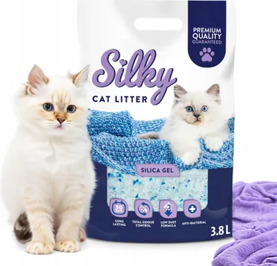 Produktbild von Silikat-Katzenstreu | Silky Silikatstreu 3,8L | Hervorragende Geruchskontrolle, Staubfrei, Bakterienhemmend, Weich an den Pfoten, Extrem Saugfähi