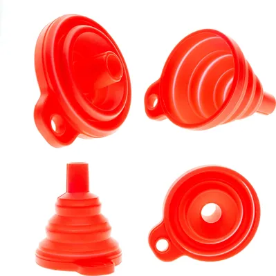 Image de Entonnoir en silicone rouge pliable, universel, durable, facile à ranger