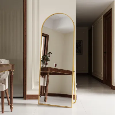 Produktbild von Bogenförmiger Standspiegel - Ganzkörperspiegel - Bodenspiegel - Großer Spiegel für das Schlafzimmer