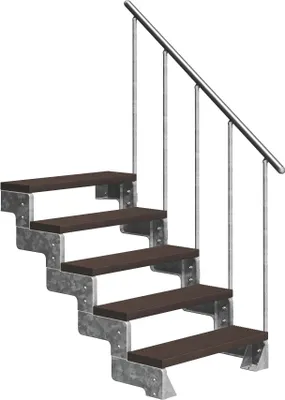 Produktbild von Dolle Außentreppe Gardentop 90-110cm Geschosshöhe mit Trimax dunkelbraun 100cm breit mit Geländer