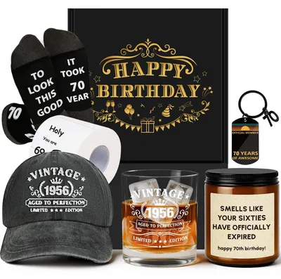 70. Geburtstagsgeschenk-Set – Vintage 1956 Geschenkbox, 7-teilig