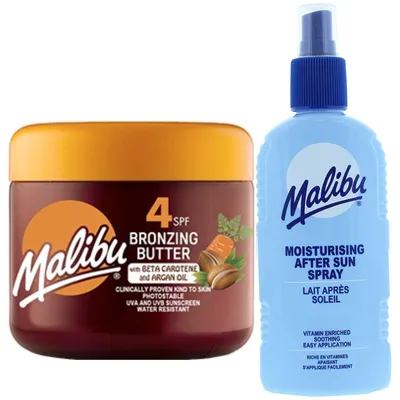 Produktbild von Malibu Bräunungsbeschleuniger LSF 4 300 ml + After Sun Sprühbalsam 200 ml
