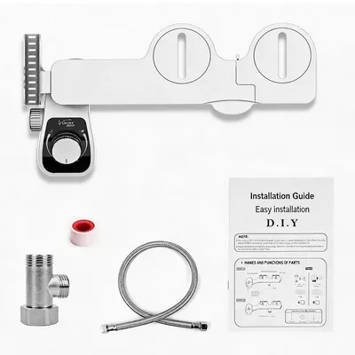 Produktbild von WC Bidet, Water Bidet Dusch-WC (ohne Strom), Doppeldüsen für Front-/Heckwäsche, einstellbare Druckregelung, selbstreinigender Wassersprüher