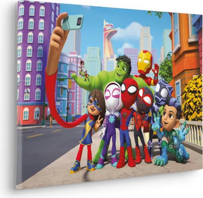 Produktbild von Keilrahmenbild - Spidey and His Amazing Friends Selfie - Größe 60 x 40 cm