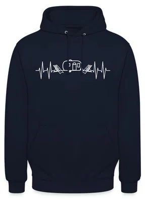 Produktbild von Spreadshirt Camping Herzschlag Uni Hoodie, XL, Navy