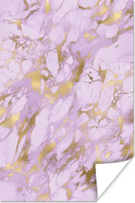 Produktbild von MuchoWow® Poster Marmor - Gold - Lila 120x180 cm - Kunstposter