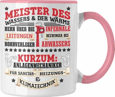 Produktbild von Trendation - Anlagemechaniker Heizungsbauer Klempner Tasse Geschenk Spruch Männer Klimatechnik Handwerker Geschenkidee (Rosa)