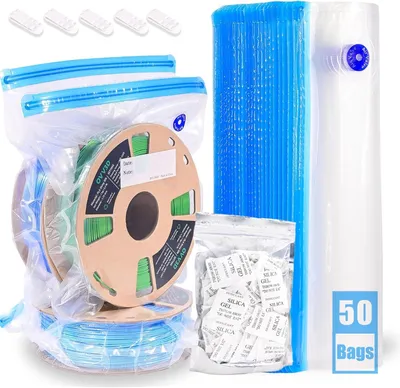 Productafbeelding van Filament Vacuüm Zakken 32x34cm met 50 Droogzakjes - 3D printer filament - Set van 50 - Zonder Pomp