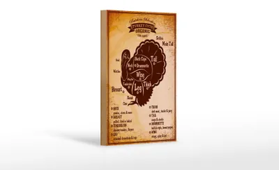 Produktbild von Holzschild Truthahn 12x18cm Turkey cuts Organic Metzgerei
