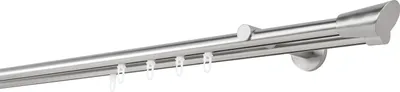 Produktbild von Gardinenstange Maß Innenlauf 20mm Rag 2-lauf Wand  12cm Farbe: Edelstahl-Optik, Größe: 390cm