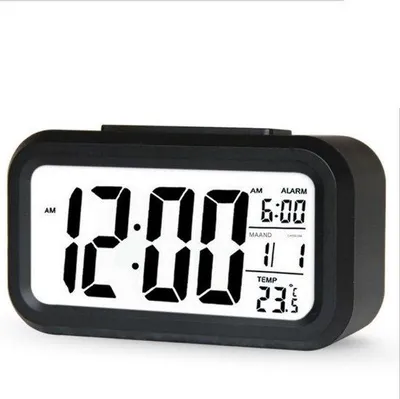 Obrázek produktu pro Digitální budíky s velkým LCD displejem, podsvícením, ukazatelem teploty, hlasitým budíkem, černé