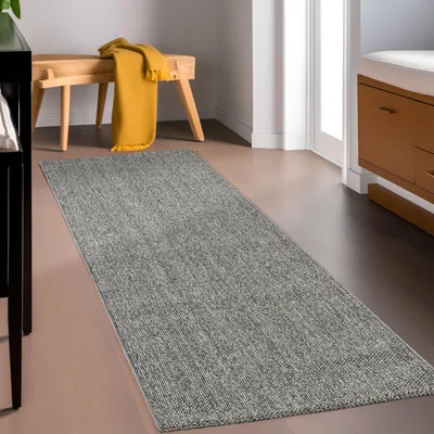 Produktbild von Homebyhome Teppich Wohnzimmer Uni Meliert Cut-Loop Design Kurzflor Modern Teppich Einfarbig Robust Pflegeleicht, Grösse: 80x250 cm