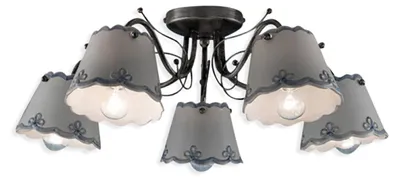 Produktbild von Klassische Deckenleuchte Ravenna Metall Schwarz Keramik Weiß Silber 5 Lichter E14