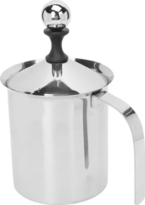 Produktbild von Manueller Milchaufschäumer, Edelstahl 304, doppelschichtig, gebürstetes Verfahren, 800 cc Fassungsvermögen, breiter Griff, Kaffeeaufschäumer