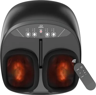 Image de Appareil de massage des pieds avec fonction de chauffage, masseur de pieds Shiatsu, électrique avec pétrissage, compression, rouleaux vibrants, appareil de massage pour les pieds, chauffe-pieds
