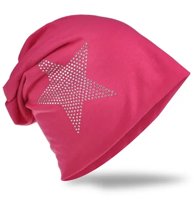 Produktbild von Beanie Muetze Strass Stern Pink