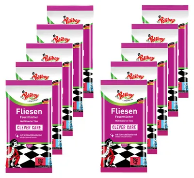 Produktbild von Poliboy Reinigungstücher Fliesen & Steinböden 10er Set - Inhalt 150 Stück, Reinigung Pflege