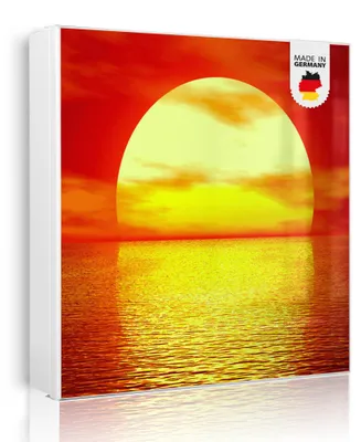Zdjęcie produktu dla banjado metalowa szafka na klucze, duża 30x30 cm z 32 haczykami, może służyć jako tablica magnetyczna, biały korpus, zawias po prawej stronie, Sonnenuntergang [SKGW1 10023]