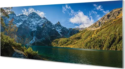 Produktbild von Glasbilder 125x50 Wandkunst Gebirgssee