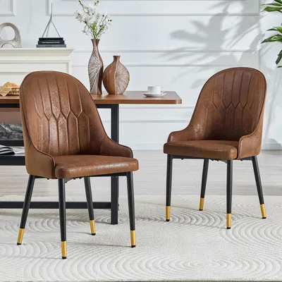 Obrázek produktu pro okwish 2ks jídelní židle s opěradlem, čalouněná postel s vysoce elastickým sedákem, ergonomický design, hnědá