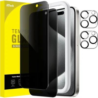 Immagine prodotto di Pellicola protettiva per iPhone 15 Pro da 6,1 pollici con protezione per la fotocamera, confezione da 2 pezzi