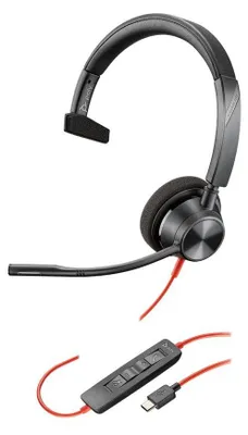 Zdjęcie produktu dla HP Poly Jednouszny zestaw suchawkowy Poly Blackwire 3310 USB-C + przejciwka USB-C/A, Przewodowa, Business/Everyday, 103 g, Zestaw suchawkowy, Czarny