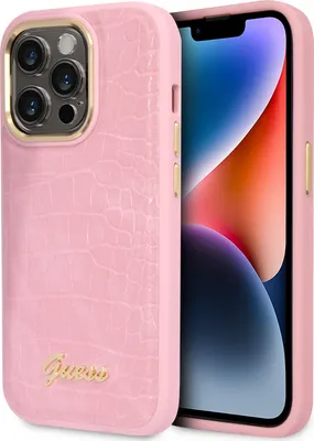 Produktbild von Guess Guhcp14Lhgcrhp Iphone 14 Pro 6.1 Rosa/Rosa Hardcase Croco Kollektion