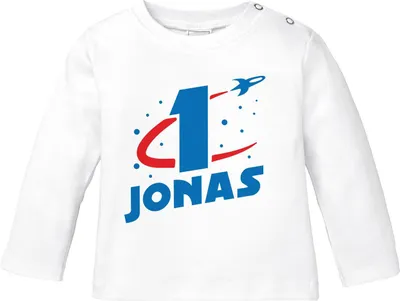 Produktbild von Baby Langarm-Shirt 1. Geburtstag personalisiert Name erster Geburtstag Zahl 1 Rakete Geburtstagsshirt MoonWorks® 1 weiß 92/98 (16-24-Monate)