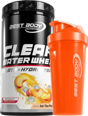 Produktbild von Best Body Nutrition - Clear Water Whey Isolate - Ice Tea Peach - 450 g Dose + Shaker