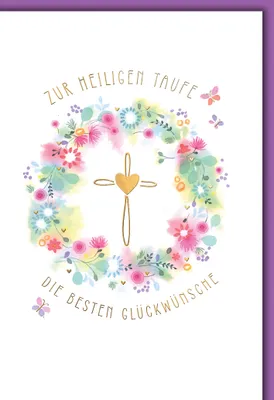 Produktbild von Taufe Glückwunschkarte mit Briefumschlag Blumenkranz