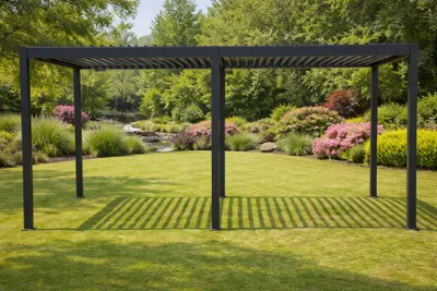 Produktbild von 400 x 500cm Aluminium Lamellendach Sevilla Anthrazit mit Handkurbel