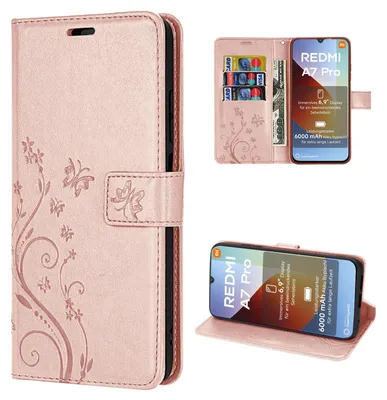 Produktbild von Hülle für Xiaomi Redmi A7 Pro Handyhülle [Standfunktion][Kartenfächern] Rosegold