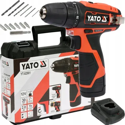 Obrázek produktu pro Yato Akumulátorová Vrtačka Yt-82901 12V 2Ah S Vrtačkou, Led Diodou A Kufříkem Na Přenášení