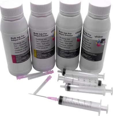 Produktbild von vhbw 4x Nachfülltinte kompatibel mit Canon Pixma G1501, G1510, G2501 Drucker - Refilltinte Dye Cyan, Dye Magenta, Dye Schwarz, Dye Yellow, 250ml