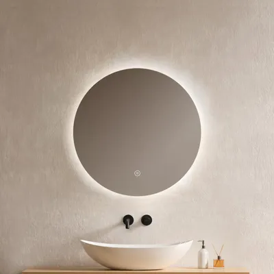 Obrázek produktu pro EMKE LED koupelnové zrcadlo kulaté 50 cm LED zrcadlo koupelnové zrcadlo s osvětlením studené bílé světlo nástěnné zrcadlo s dotykovým ovládáním IP44 energeticky úsporné