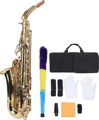 Immagine prodotto di Set sassofono contralto Eb, incisione in ottone dorato, strumento a fiato con collo ricurvo per tutti i musicisti