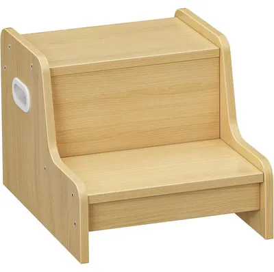 Produktbild von Tritthocker für Kinder mit 2 Stufen, Antirutschmatte und Griff, multifunktional, Naturfarben