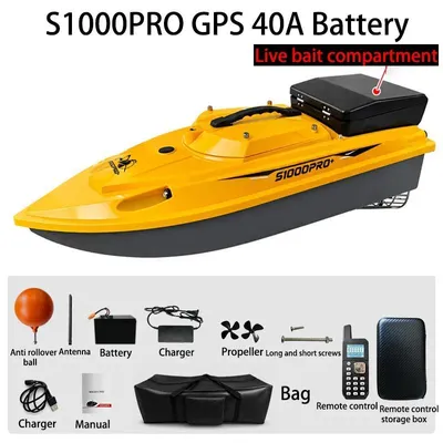Produktbild von S100PRO GPS Futterboot - RC Köderboot - 12V bürstenloser Motor - 3 kg Traglast - 600 m Reichweite - 100 GPS Angelpunkte - Auto-Return - Kippstabil - GPS L