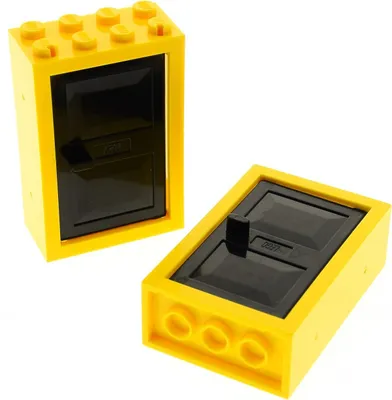 Produktbild von 2x Lego Tür Rahmen 2x4x5 gelb Türblatt schwarz Haus 4130 4131 4130c05