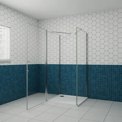 Produktbild von 90x90cm 195cm 6mm ESG Nano Glas Glastür Duschtür U-Duschkabine Drehtür