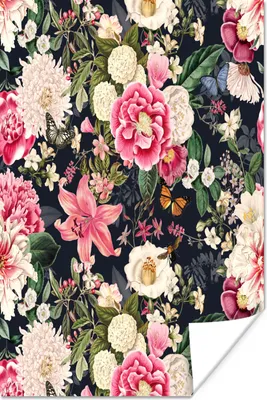 Produktbild von MuchoWow® Poster Blumen - Muster - Rosa 120x180 cm - Kunstposter